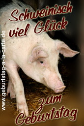 Geburtstagskarte mit Schwein